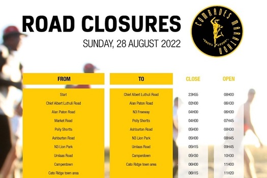 COMRADES2022 ROAD CLOSURES